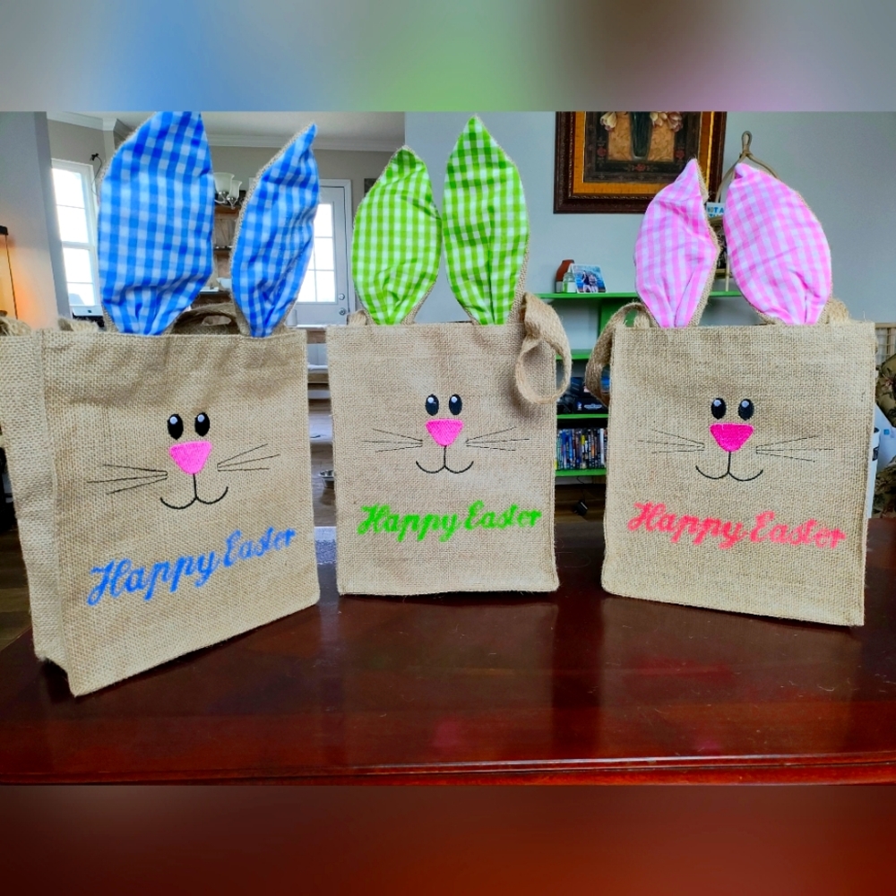 Happy Easter burlap bunny bags